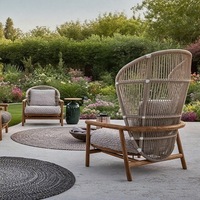 Meubles en bois de teck massif d'extérieur moderne nordique Table basse à dossier haut canapé simple pour terrasse jardin cour Villa balcon