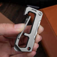 Porte-clés multifonctionnel minimaliste en alliage de titane, outil de poche ultraléger EDC avec couteau et clé hexagonale pour le camping en plein air