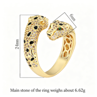 Bague Léopard Vintage Élégante et Exagérée, Bague Ouverte Incrustée pour Hommes et Femmes, Bijou Unisexe pour Fête