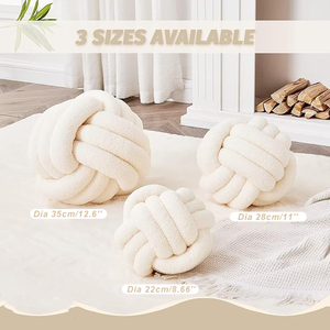 <span class=keywords><strong>Cojines</strong></span> Decorativos Modernos Sherpa, Cojín Redondo de Felpa Suave con Nudo de Bola para Cama, Sofá, Cojín de Bola Anudada - Product Image 4