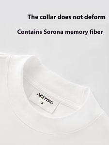 Camiseta Casual Extra Grande para Hombre RQ031, 100% Algodón, Cuello Redondo Simulado, Manga Corta, Hombros Caídos, Estilo Minimalista, Color Sólido - Product Image 4