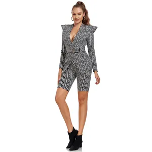 Kleding Fabrikanten Custom Dames Jacquard Patroon Business Wear Blazer Broek Tweedelig Pak