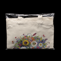 Mode Nieuwe Stijl Diamant Schilderij Canvas Tas Kleurrijke Bloem En Fruit Boom Patroon Polyester-Katoenen Stof Dagelijkse Boodschappentas
