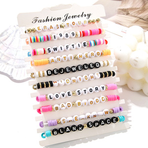 Fashion Jewelry Letter <b>Beaded</b> <b>Bracelets</b> Colorful Polymer Clay Alphabet Charm Women Gift Accessories - Product Image 2
