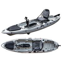 KUER Bateau à pédales rotomoulé de 10 pieds, style transfrontalier, kayak de pêche professionnel en LLDPE, capacité de 220 kg, 1 personne