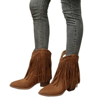 Bottes pour femmes à bout pointu, nouvelles bottes en daim cloutées, grande taille, talons hauts, bottes tendance, bottes western
