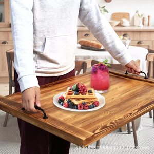 Plateau de cuisine en bois massif, rectangulaire, couvercle de cuisinière, plateau de service durable pour la cuisson et la présentation des aliments - Product Image 1