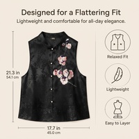 Gilet en satin de soie véritable pour femme, brodé à la main, avec boutons nœud grenouille, nouveau style chinois Tang, vêtement d'extérieur sans manches, vente en gros