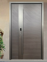 Porte de Villa Double Antidéflagrante en Aluminium Coulé, Design Postmoderne, Système de Pont Thermique, Porte à Axe Central Décalé