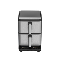 Four à convection numérique 10 QT avec double friteuse à air grande capacité, 2 paniers, sans huile, blanc