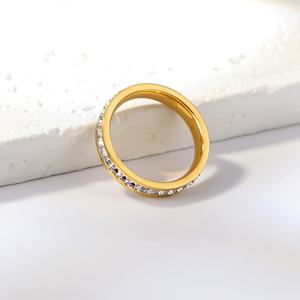 Anillos de Acero Inoxidable con Circonitas Personalizados, Chapados en Oro de 18K, Anillo de Moda Grueso para Mujer y Hombre - Product Image 5