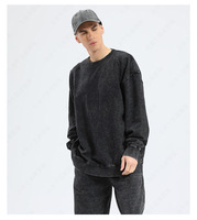 Ensemble de sweat-shirts surdimensionnés pour hommes, vintage, en tissu éponge, thermiques, d'hiver, style hip-hop, col rond, lavés, avec impression personnalisée en relief