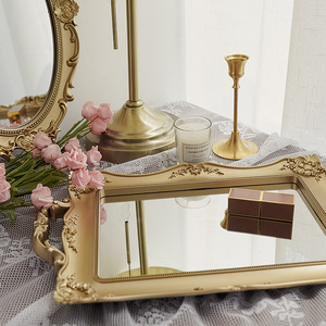 Gương Khay Bảng Nước Hoa Vanity Trang Trí Nội Thất Vòng Đồ Trang Sức Sang Trọng Kính Vàng Acrylic Phục Vụ Trang Trí Retro Antique Gương Khay - Product Image 6