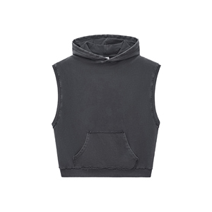 350GSM Heavyweight Streetwear Hombres de gran tamaño Boxy Chaleco con capucha Camiseta sin mangas lavada Cross-Border - Product Image 1