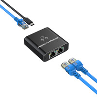 Divisor Ethernet de red Gigabit RJ45 de 1000mBPS 1 Adaptador 8P8C de 3 vías función POE adaptador divisor Lan Ethernet de 3 puertos