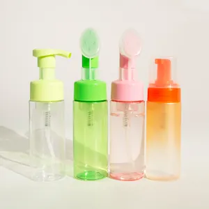 60ml 200ml Silicone Soap Foaming Bottle Clear Mousse Facial Maker Pump For Skin 5mm Thick Pink Cosmetic Packaging