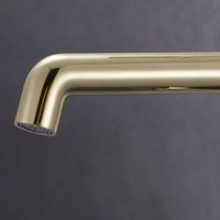 Robinet de salle de bain moderne en céramique avec noyau de valve, à poser sur le plan, pour eau chaude et froide, couleur or