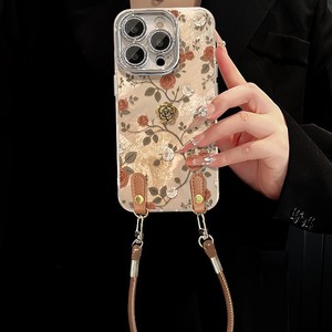 Nueva <span class=keywords><strong>Funda</strong></span> para Teléfono con Degradado Dorado Rosa Camelia para <span class=keywords><strong>iPhone</strong></span> 17 16 15 14 Pro Max, Cadena <span class=keywords><strong>Colgante</strong></span> Marrón, Cubierta de Lente Plateada - Product Image 3