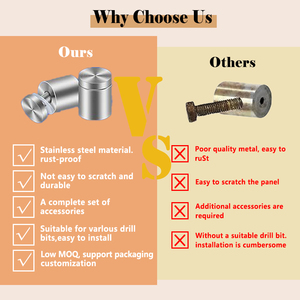 Rỗng phẳng hàng đầu thép không gỉ kính Acrylic dấu hiệu standoff vít phụ kiện phần cứng Spacer Fastener quảng cáo móng tay - Product Image 5