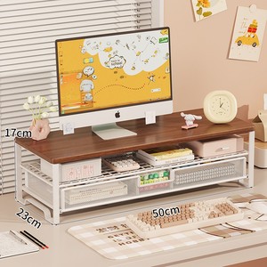 <b>Computer</b> Riser Stand Monitor <b>Desk</b> Shelf With Storage Drawer Keyboard Holder Office Organizer Rectangle Standing Type 2nd Floor - Product Image 3