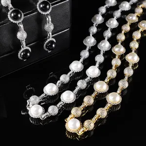 Cities Jewelry Luxury 925 Silver Iced Out Moissanite Bead Ball catena di perle barocche