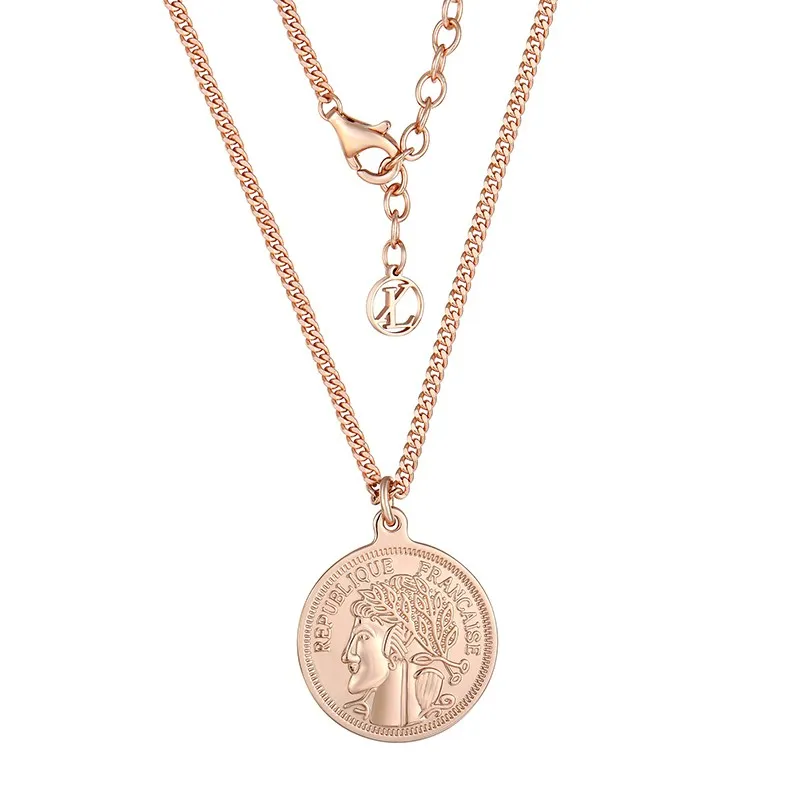 Custom High Quality 925 Sterling Silver Wish Coin Necklace Personalized Rose Gold Plated Vintage Necklace Jewelry