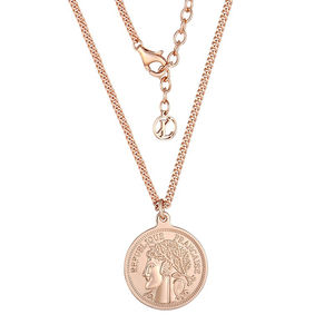 Collar de moneda de la República Francesa de Plata de Ley 925, colgante grabado chapado en oro rosa, abalorio de letras K, joyería de moda para mujer - Product Image 1