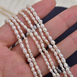 Natural Freshwater 2-3-4mm <b>Threaded</b> Rice <b>Beads</b> Keshi Semi-Finished Loosepearls for DIY Necklace Freshwater Pearl Keshi <b>Beads</b> - Product Image 1