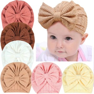 Nouveau Bonnet Bébé Jacquard Chaud et Coupe-Vent avec Nœud, Couleur Unie, Style Indien, pour Nouveau-né et Tout-petit - Product Image 1