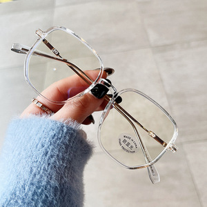 Montures de lunettes Qianai irrégulières transparentes en TR90, verres PC anti-lumière bleue, style coréen, tendance, sans correction - Product Image 2