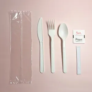 PLA Spoon Knife Fork Set Disposable Cutlery Set Fork Spoon Aviation Cutlery Set