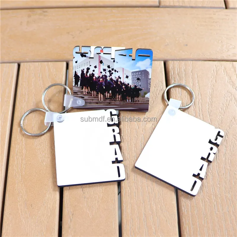 MDFSUB Personalized Customization Printed Key Ring Sublimation MDF Blank Key Chain Double Side GRAD Keychain