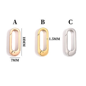 סיטונאי סוגרי קרבין בצורת O מפלדת אל-חלד מצופה זהב 18 קראט בגודל 7*18 מ\\\"מ לייצור תכשיטים לצמידים ושרשראות - Product Image 2