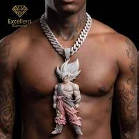 Nuevo Colgante Personalizado con Incrustaciones de Diamantes de Imitación, Plata de Ley 925, Colgante Hip Hop con Diseño de Figura 3D para Hombre