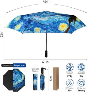 Khá tự động gấp ô dù cho phụ nữ và nam giới Trọng lượng nhẹ Polyester phụ nữ mưa umbils với mở chức năng đóng - Product Image 1