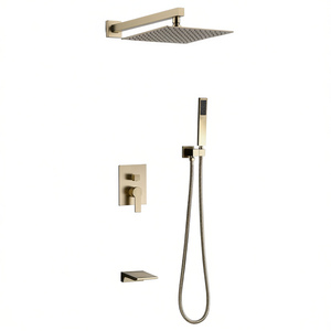 Sistema Doccia Portatile da 12 Pollici con Montaggio a Parete, Finitura Spazzolata, Design Minimalista per Cabina Doccia - Product Image 1