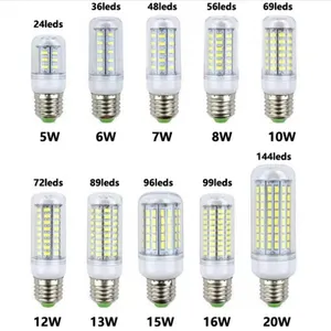 โคมไฟข้าวโพด LED 12V 85V-265V เทียนประหยัดพลังงาน E27 G9 E14 E12 GU10 5 6 7 8 10 12 15 16 20W