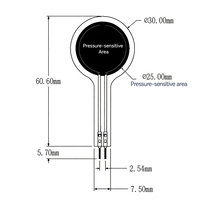 Sensor de Presión de Película Delgada Flexible MD30-60 FSR, Resistencia Sensora de Fuerza de 10 kg, Resistente al Agua, Larga Duración, para Auriculares, Botón de Reloj Inteligente