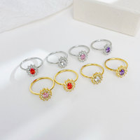 Populaire Nouveau 18k Plaqué Or Zircon En Acier Inoxydable Anneau Fleur Cercle Haute Qualité À La Mode Ins Exquis Bijoux Anneau
