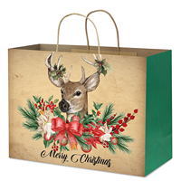 Wholesale Eco-Friendly Twisted Handles Low MOQ Custom Logo Ready Ship Xmas Packaging Extra Large Paperboard Kraft Christmas Gift