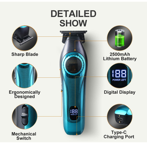 Tondeuse à cheveux électrique professionnelle pour salon, moteur haute vitesse, rechargeable, peignes de longueurs multiples, tondeuse à cheveux <span class=keywords><strong>sans</strong></span> fil pour barbiers - Product Image 4