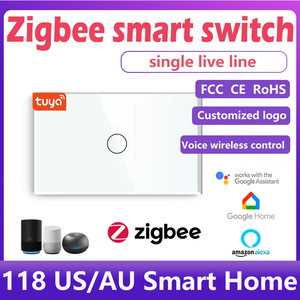 Cnskou Zigbee Smart Touch Switch Panel Us Standard Single Wire Wall Remote Control With Tuya App Support - Product Image 4