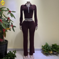 Ensemble 2 pièces décontracté pour femme : haut court et pantalon de jogging pour l'automne et l'hiver
