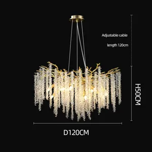 Aluminum Modern Crystal Icicle Glass Lamp Home Hotel Creative Luxury Branch Large Living Room Chandelier Light