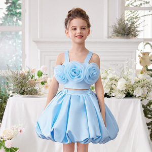 Ensemble de robe de princesse élégante à fleurs pour filles, robe de fête d'anniversaire, robe de spectacle, robe de cérémonie de mariage - Product Image 6