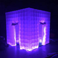 Tente de fête gonflable portable en PVC blanc imperméable pour événements en plein air, avec éclairage LED, discothèque, cube