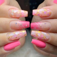 Vente en gros de marque privée couverture complète longue faux conseils ballerine forme de cercueil presse artificielle sur les ongles