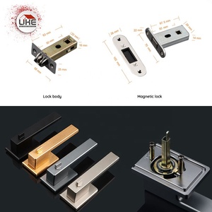 Aluminum Handle for Swing Glass <strong>Door</strong> Single Double Layered Glass Square Privacy With Key Handle Lock - Product Image 3
