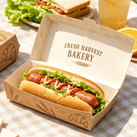 Boîtes à hot-dogs en papier épais en gros, personnalisables, robustes, jetables, pour plats à emporter, prix d'usine