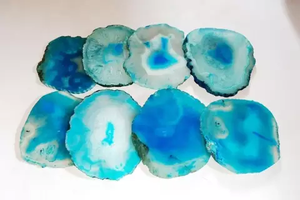 Blue Natural <b>Agate</b> <b>Coaster</b> Set Irregular Resin Stone Drink Mat Reusable Table Decor for Home Hotel Bar - Product Image 2